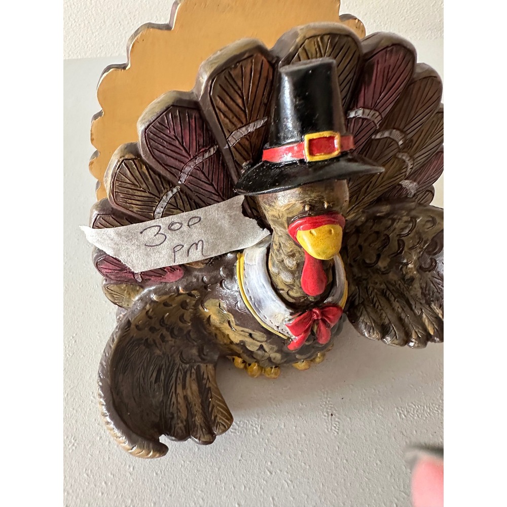 Hand Painted Thanksgiving Turkey Pilgrim Napkin Holder Resin